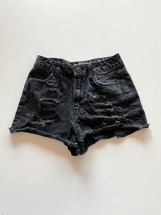 Black Distressed Denim Shorts