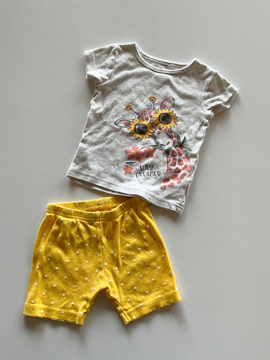 2pc Yellow Giraffe Pajamas