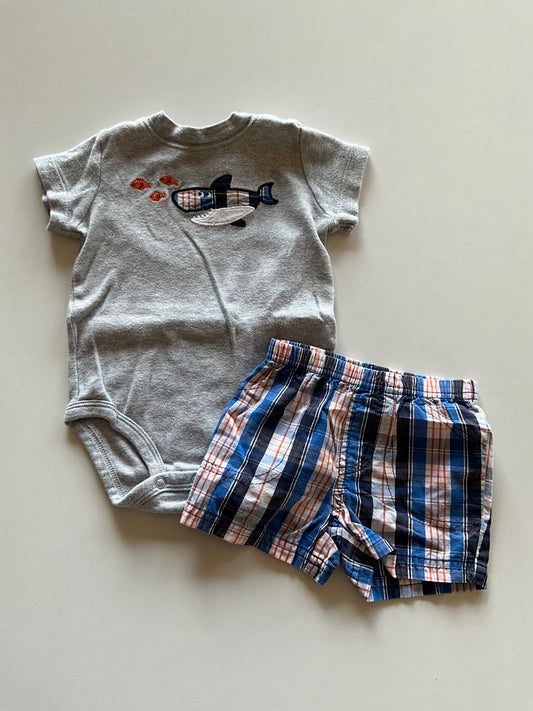 2pc Plaid Shark Outfit