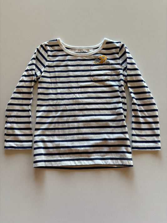 Striped Flower Pocket Shirt