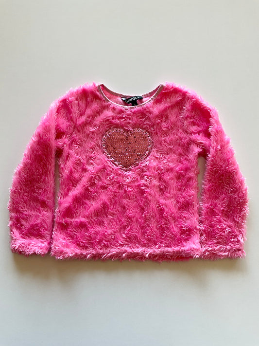 Fuzzy Pink Heart Sweater