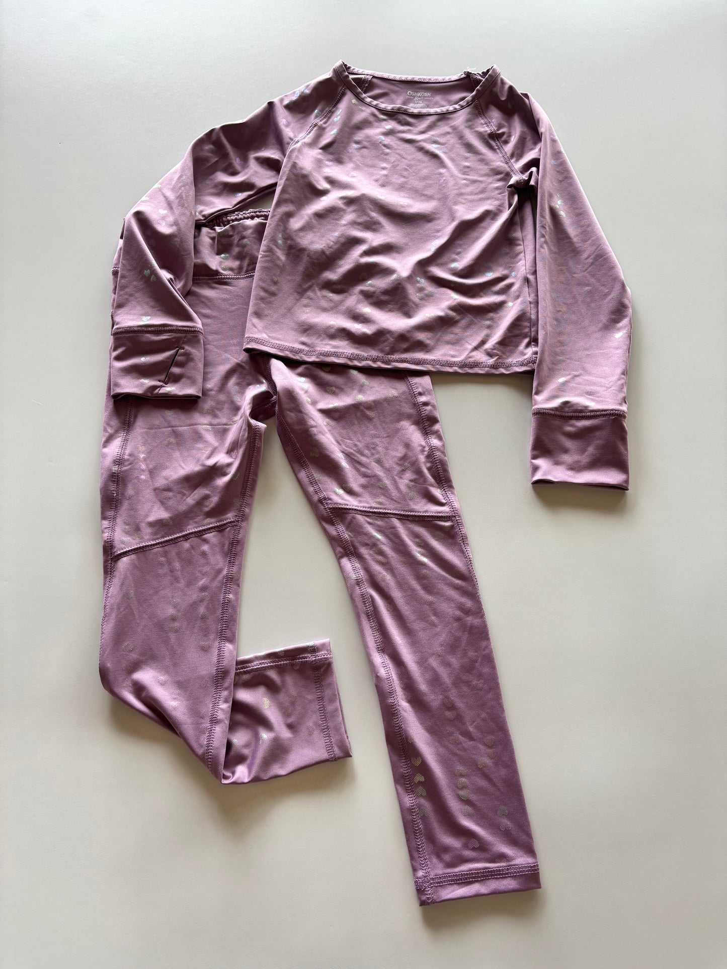 2pc Purple Iridescent Heart Athletic Set
