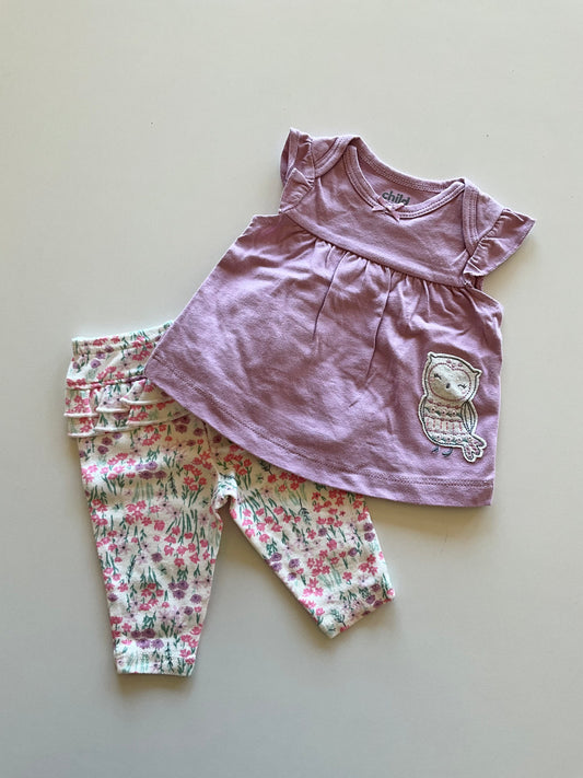 2pc Floral Owl Set