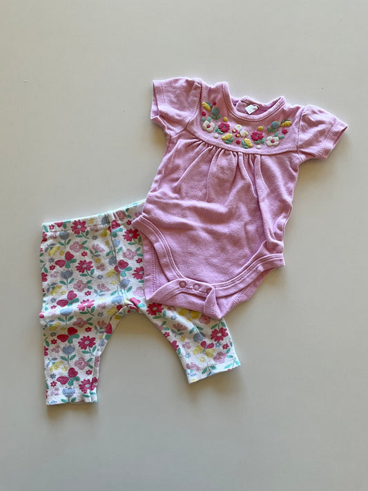 2pc Purple Floral Set