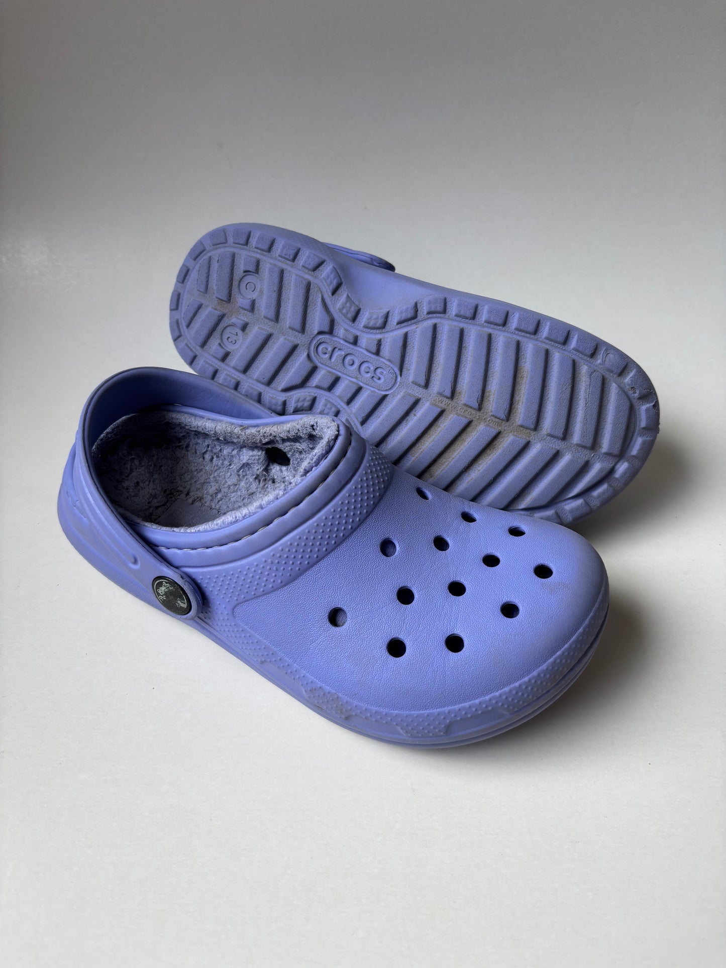 Lined Purple Crocs