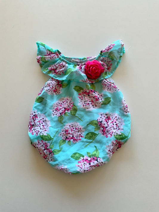 Blue & Pink Floral Bubble Romper