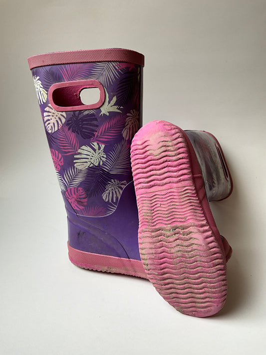 Tall Purple Floral Rubber Boots