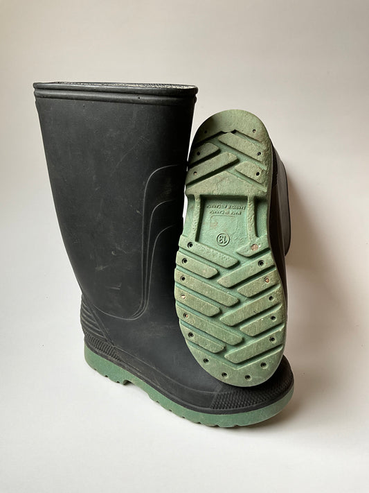 Black & Green Rubber Boots