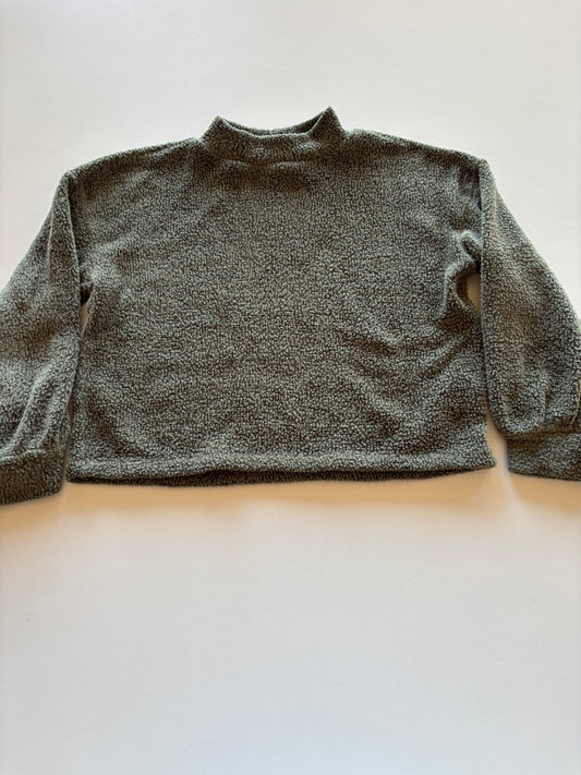 Fuzzy Olive Crop Sweater