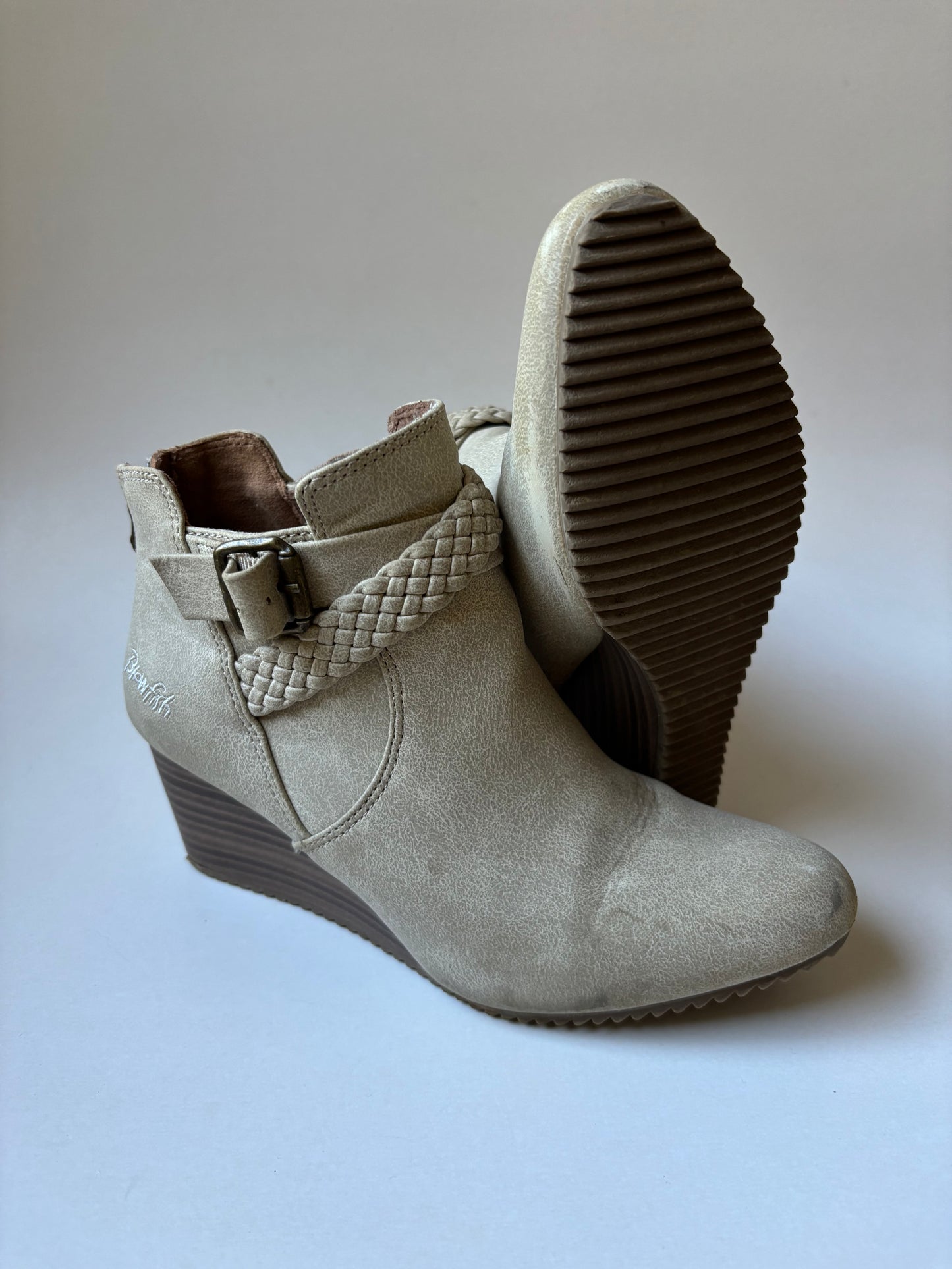 Taupe Wedge Booties
