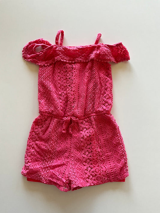 Pink Lace Overlay Romper