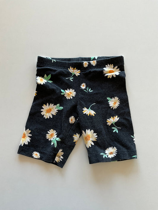 Black Daisy Biker Shorts
