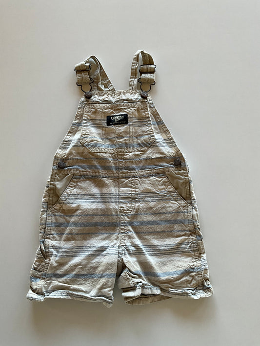 Taupe Striped Overall Shorts