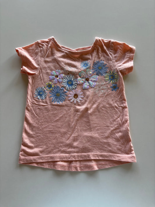 Peach Embellished Floral Tee