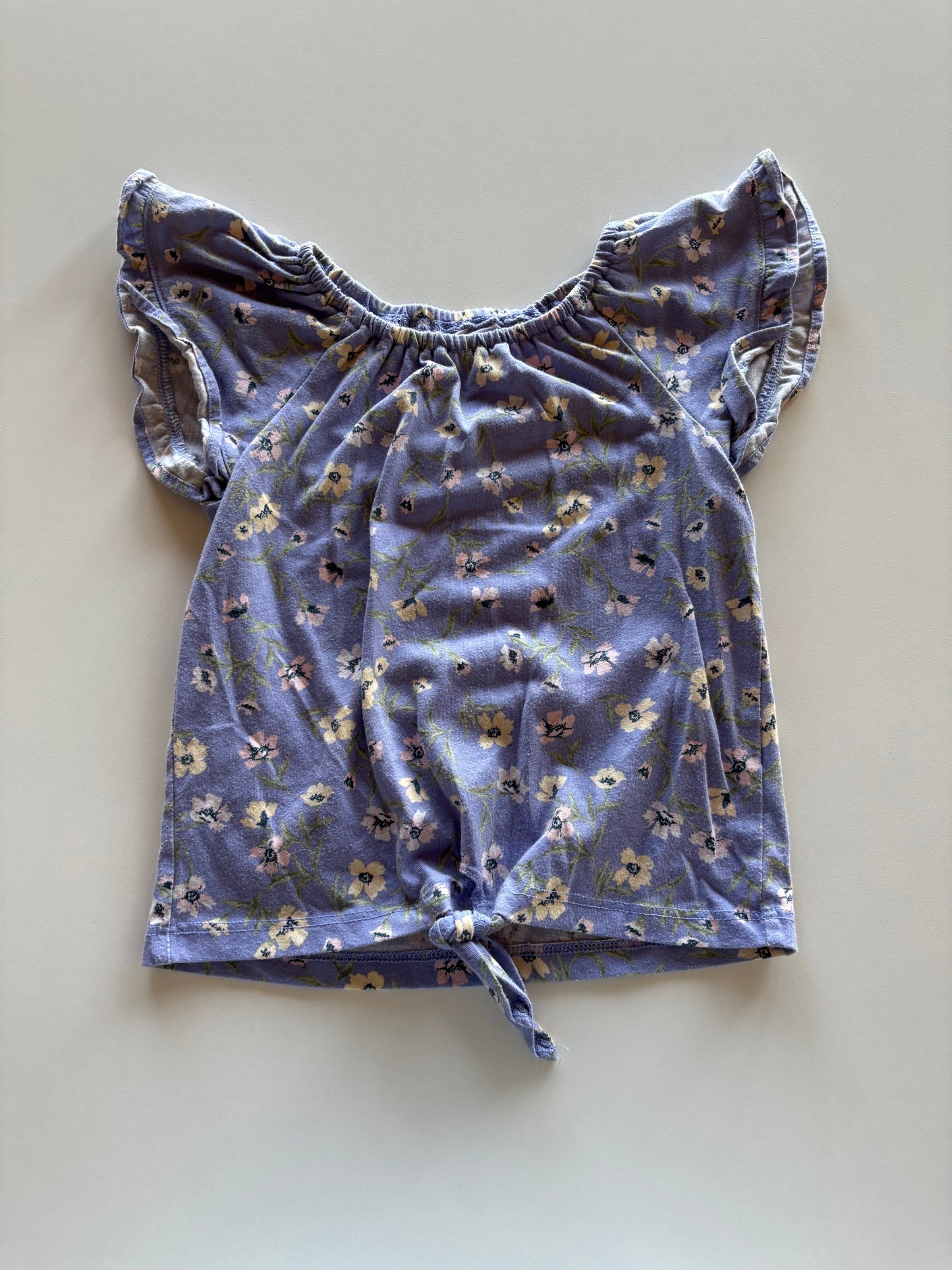 Purple Floral Knotted Tee