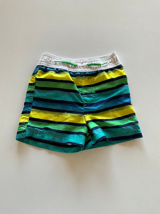 Yellow, Blue, & Green Striped Swim Trunks