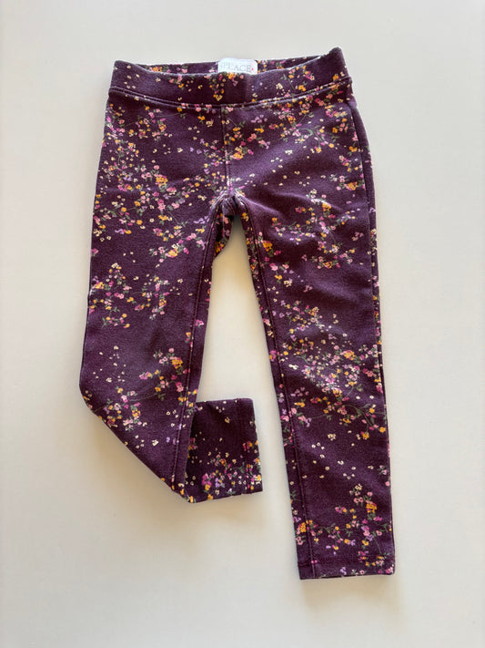 Maroon Floral Thick Leggings