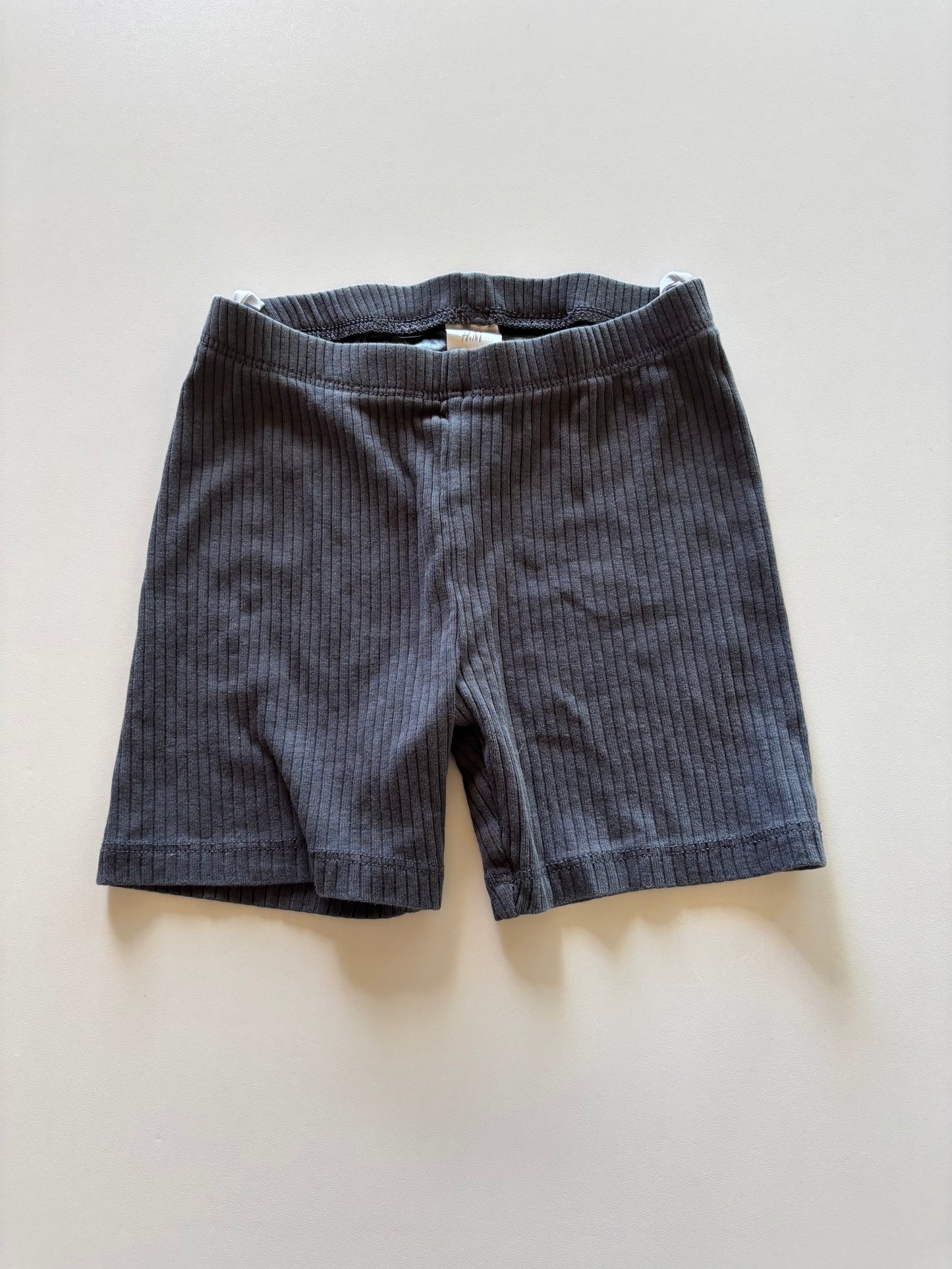 Grey Ribbed Biker Shorts