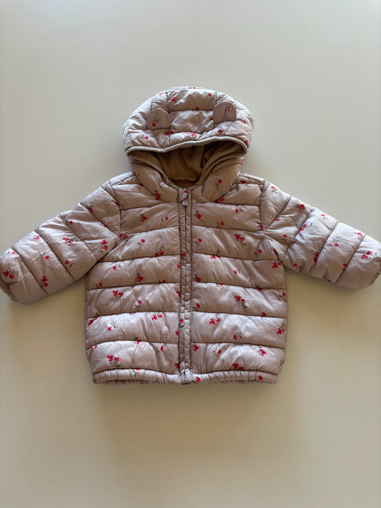 Mauve Floral Puffer Jacket