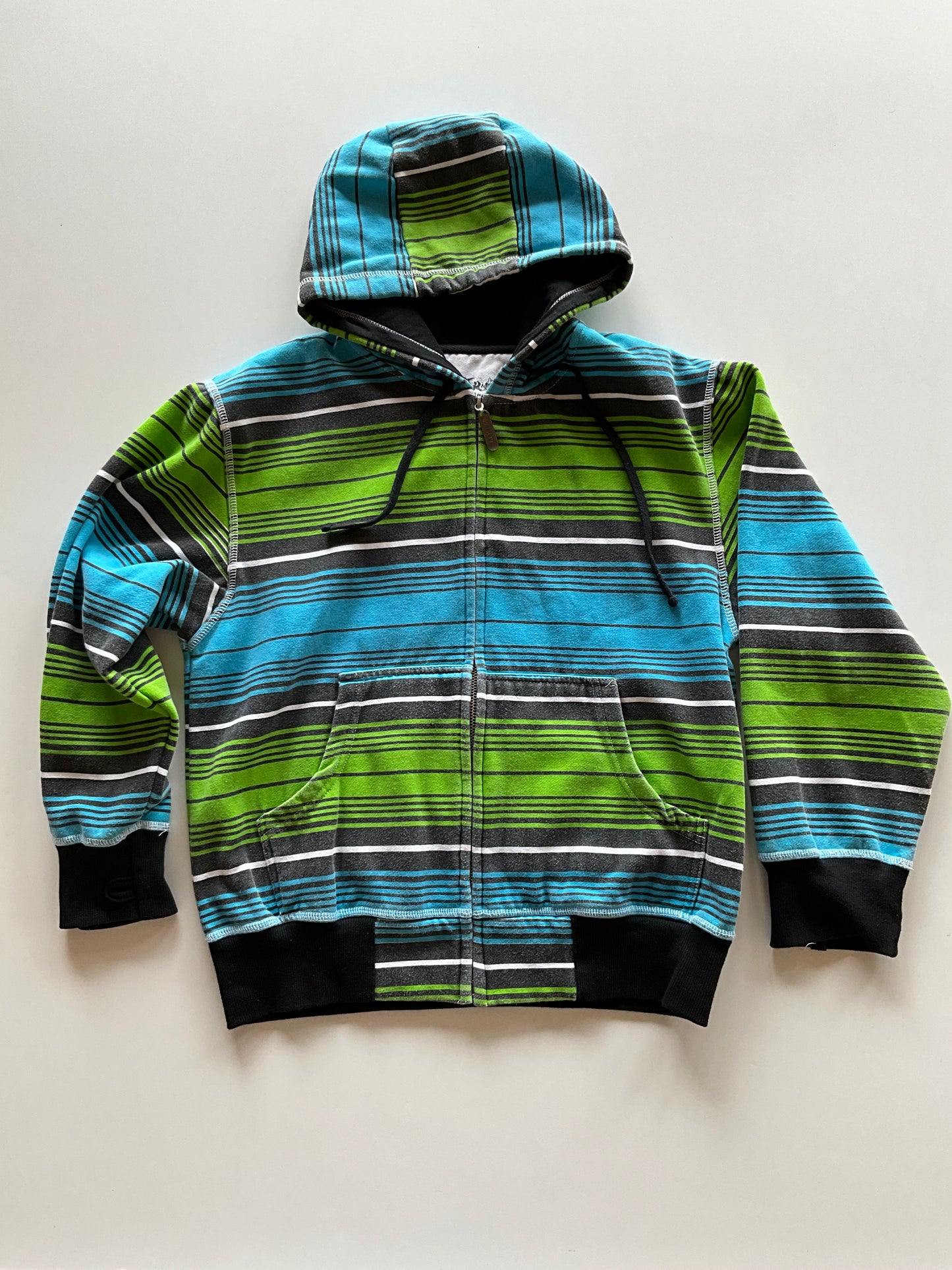 Green & Blue Striped Zip Up hoodie