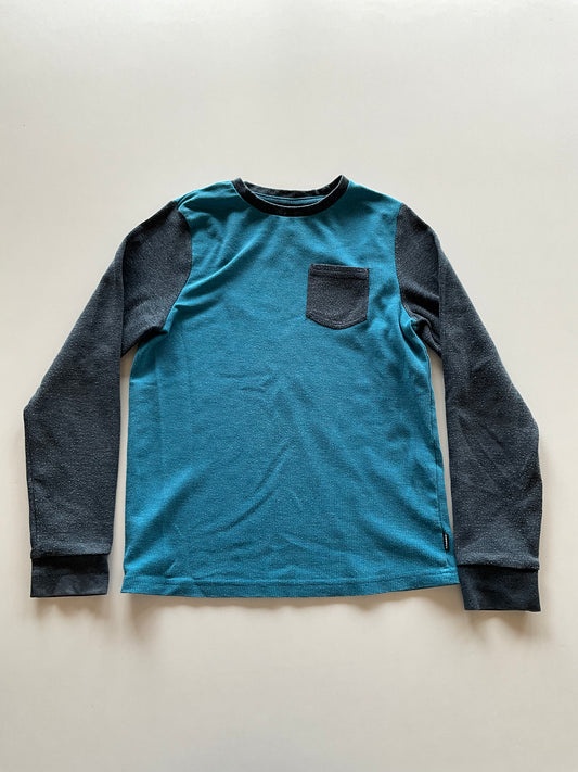 Turquoise Colourblock Waffle Shirt