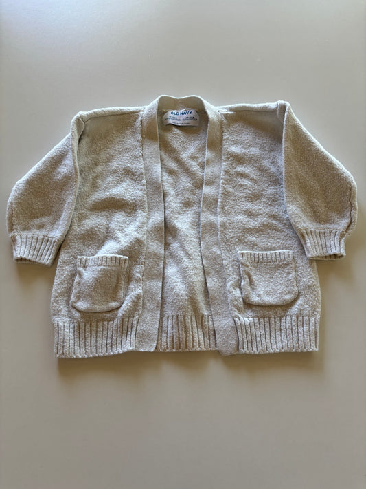 White Open Front Knit Cardigan