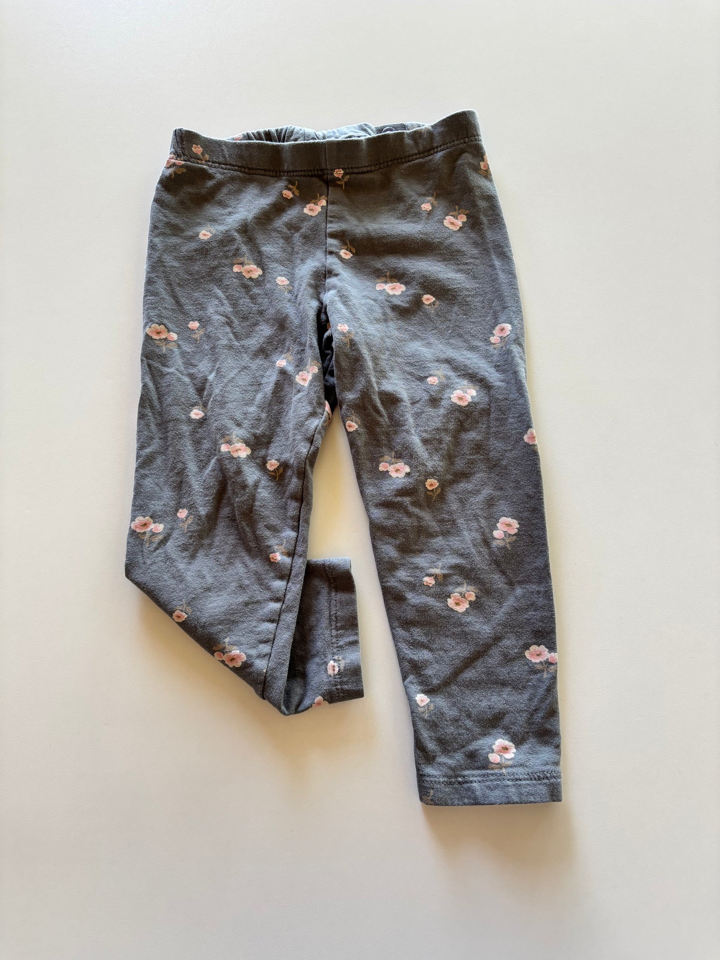 Grey Pink Floral Leggings