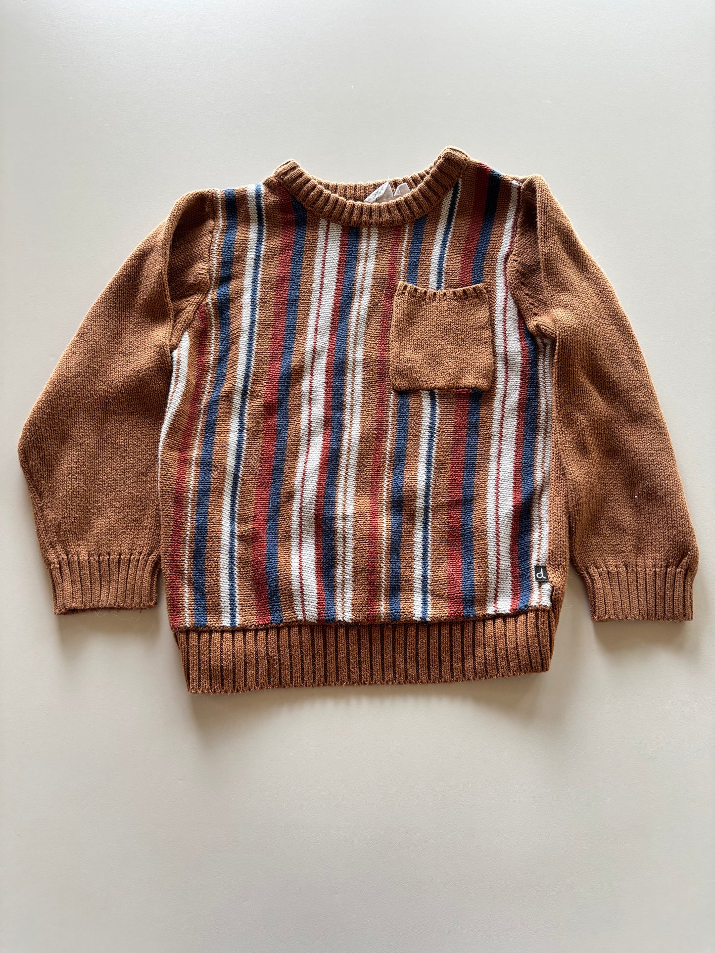 Brown "Vintage" Striped Knit Sweater