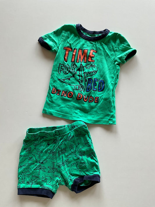 2pc Green Dino Dude Pajamas