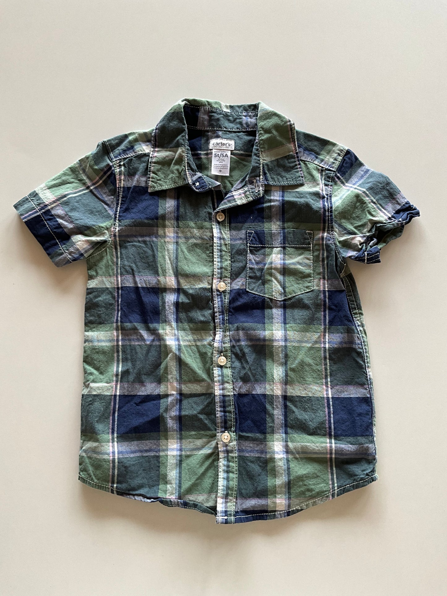 Blue & Green Plaid Button Up