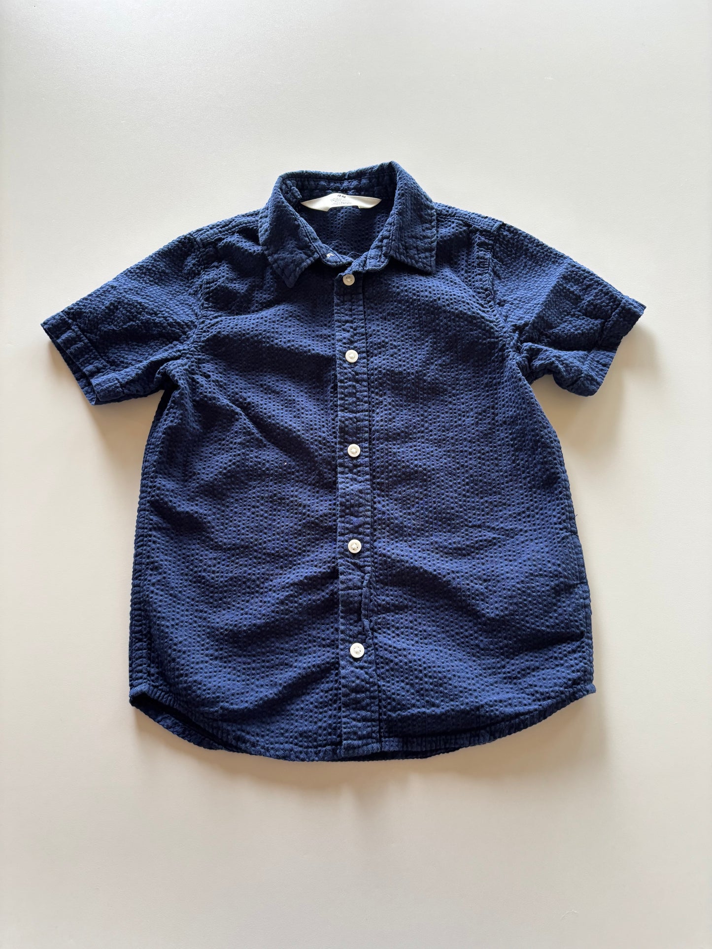 Textured Navy Button Up Tee