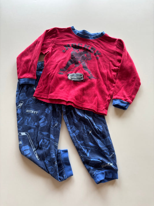2pc Red & Blue Hockey Pajamas