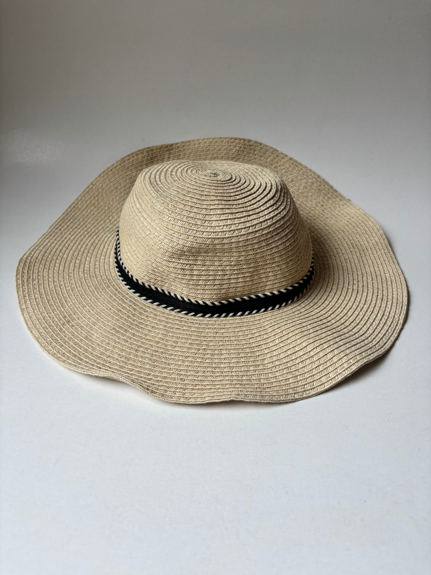 Straw Hat with Black Ribbon