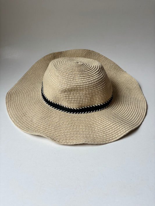 Straw Hat with Black Ribbon