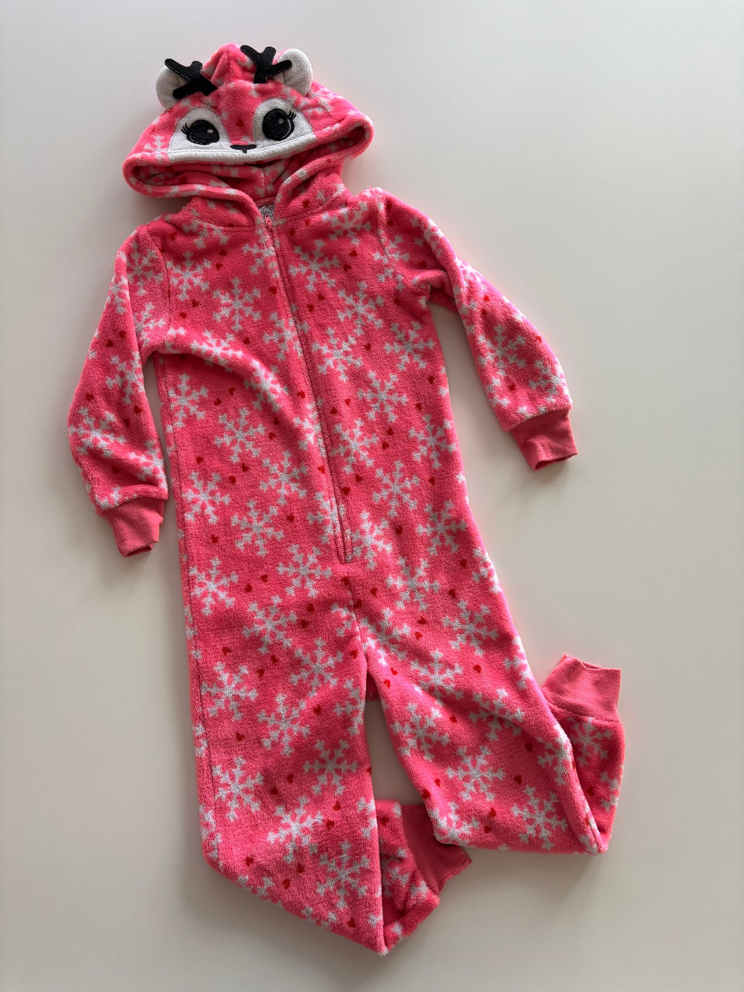 Pink Snowflake Deer Onesie