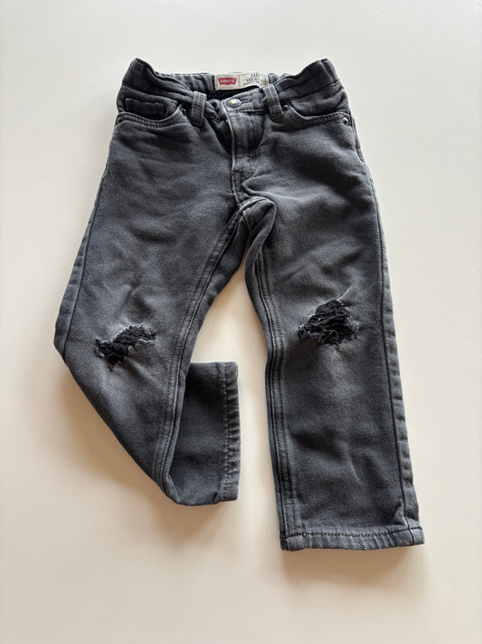Black Distressed Knit Denim