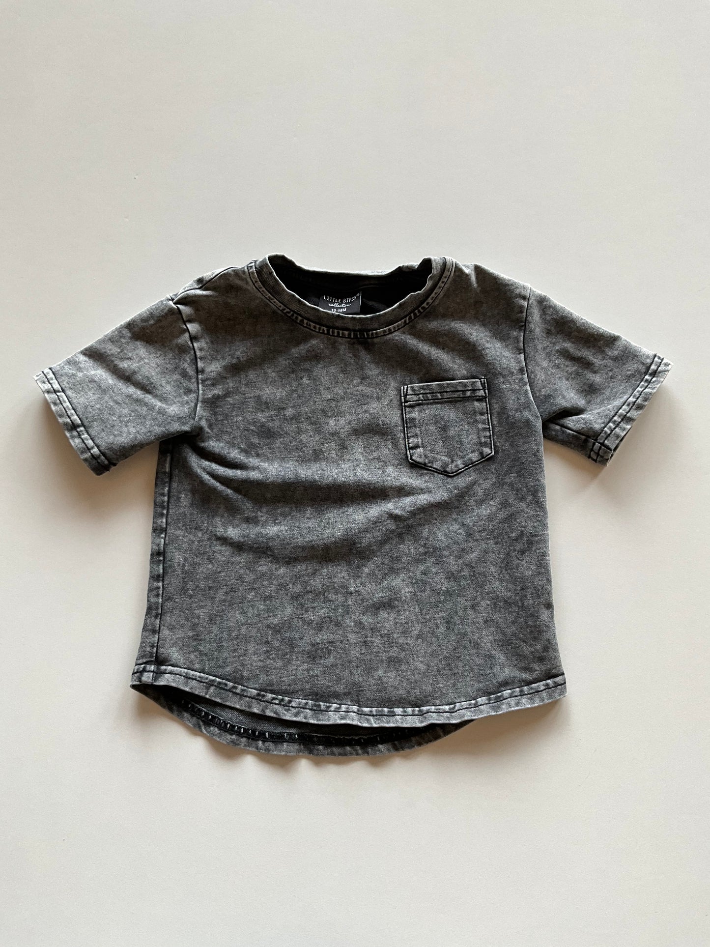 Acid Wash Black Pocket Tee