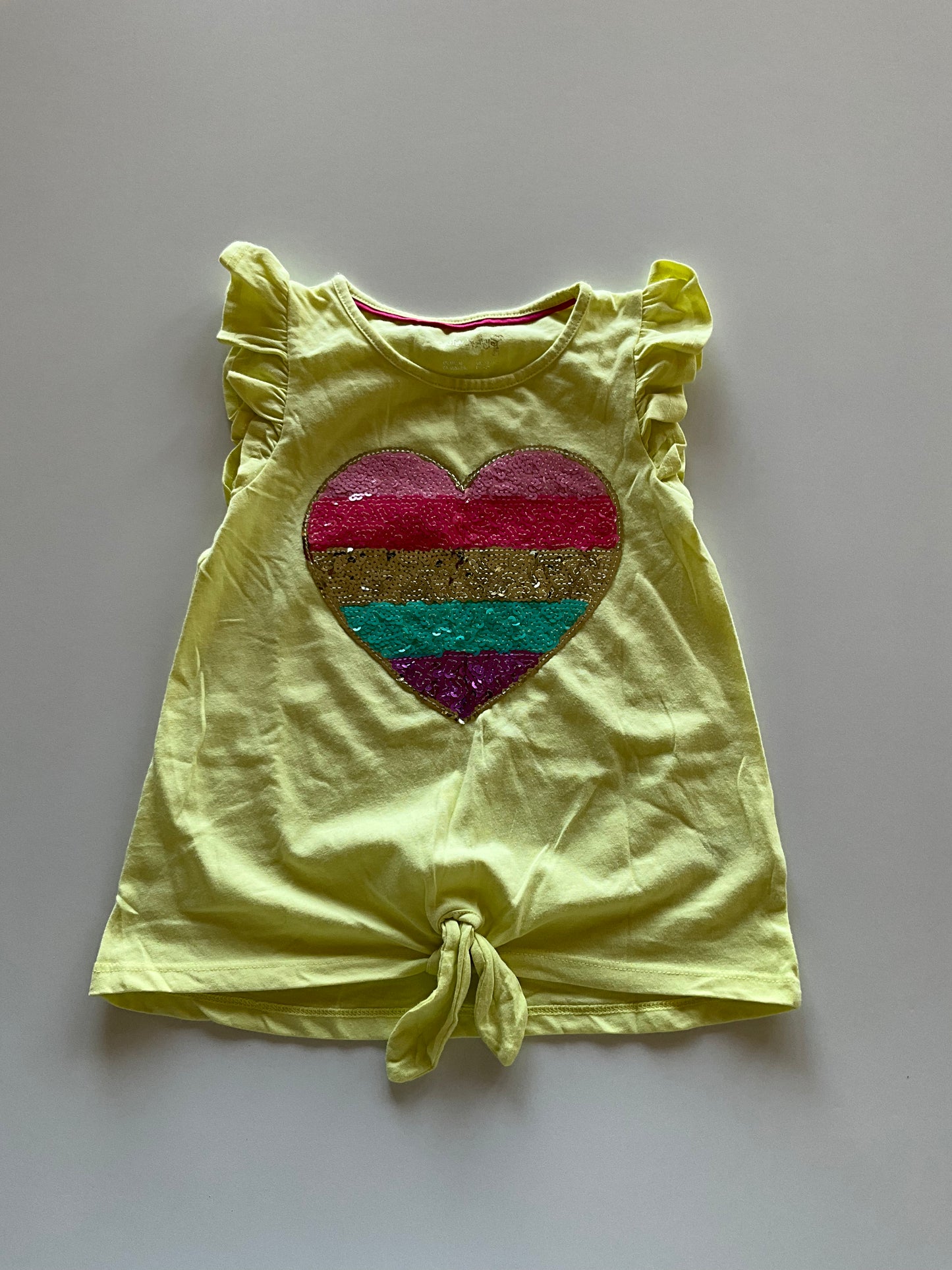 Yellow Sequin Heart Tee