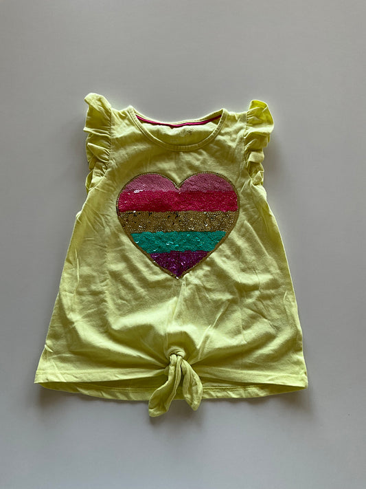 Yellow Sequin Heart Tee