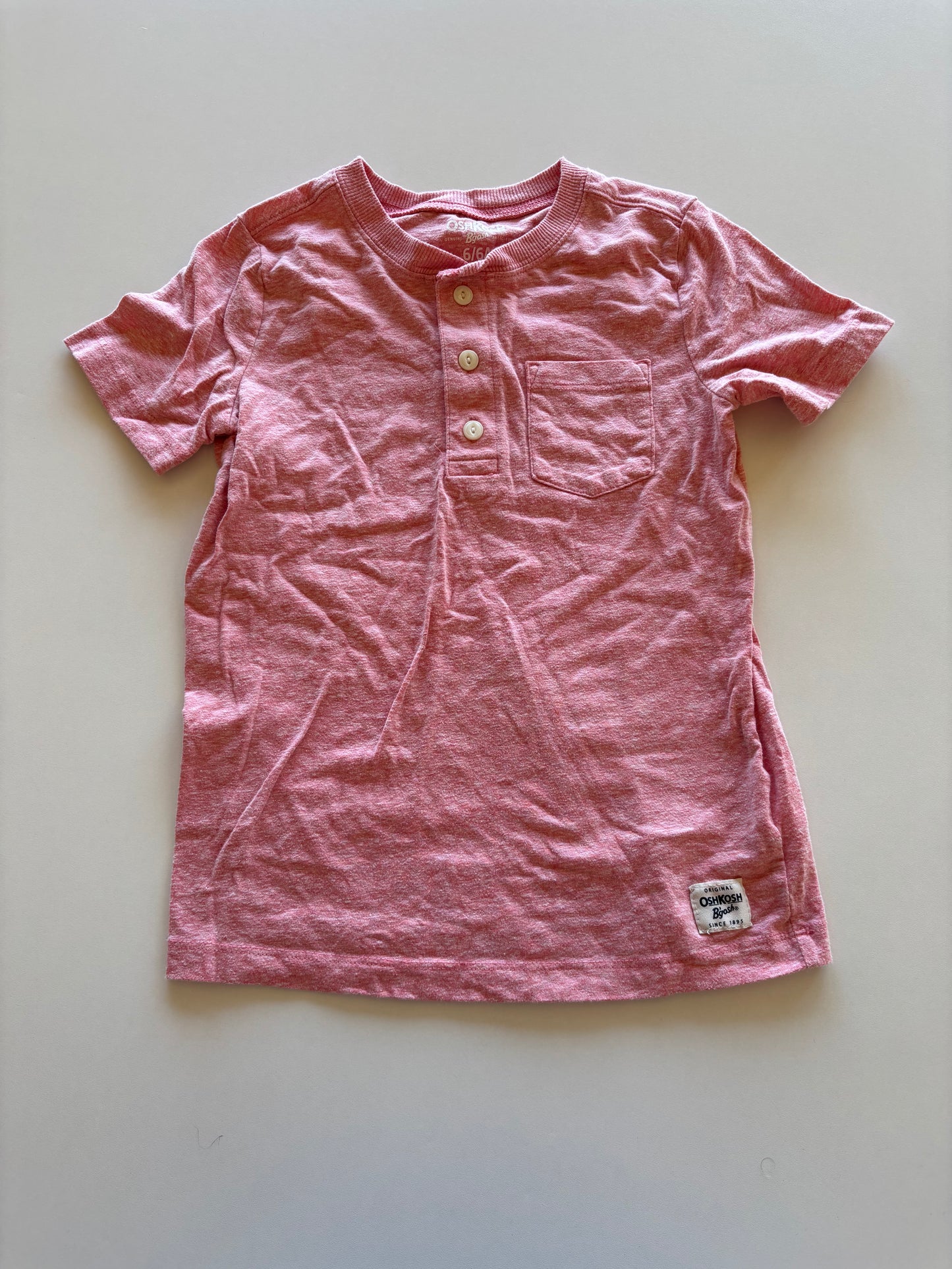 Pink Melange Henley Tee
