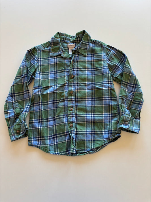 Green & Blue Flannel Plaid Shirt