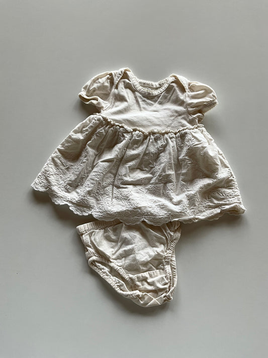 2pc Cream Eyelet Dress & Diaper Cover