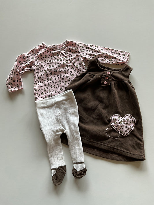 3pc Brown & Pink Leopard Set