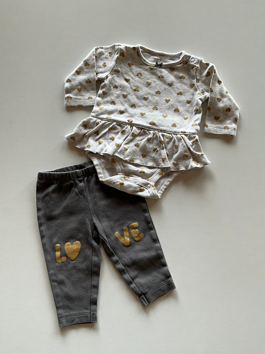 2pc Gold Heart Set