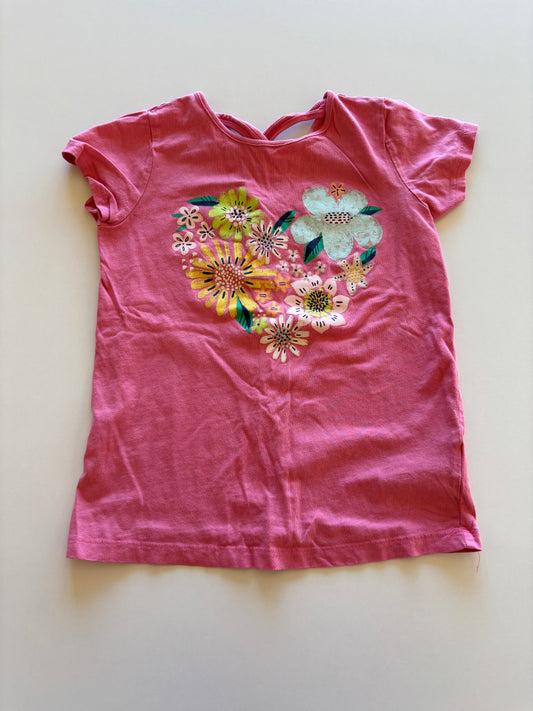 Pink Floral Criss Cross Back Tee