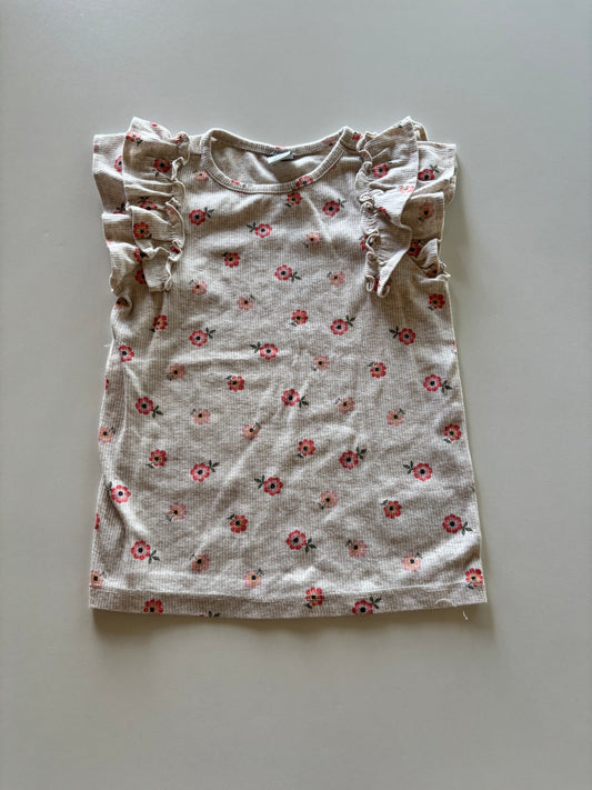 Oatmeal Ribbed Floral Tee