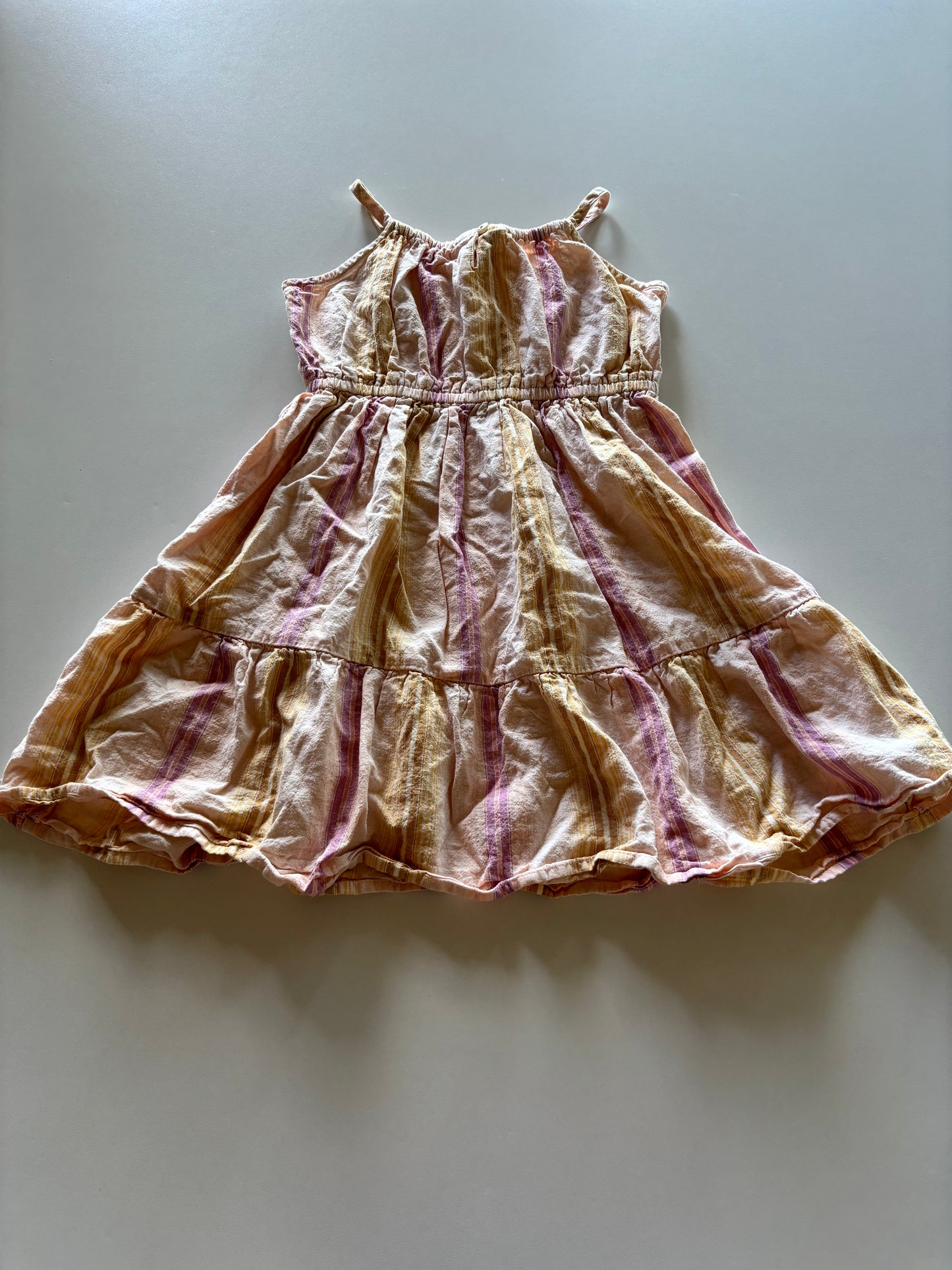 Yellow & Pink Striped Linen Dress