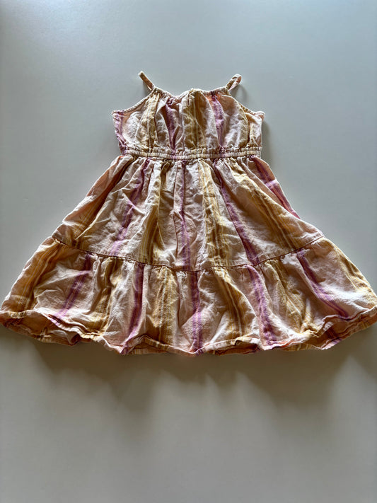 Yellow & Pink Striped Linen Dress