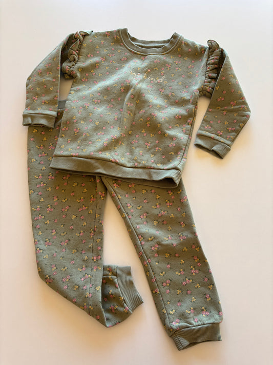 2pc Olive Floral Leisure Suit