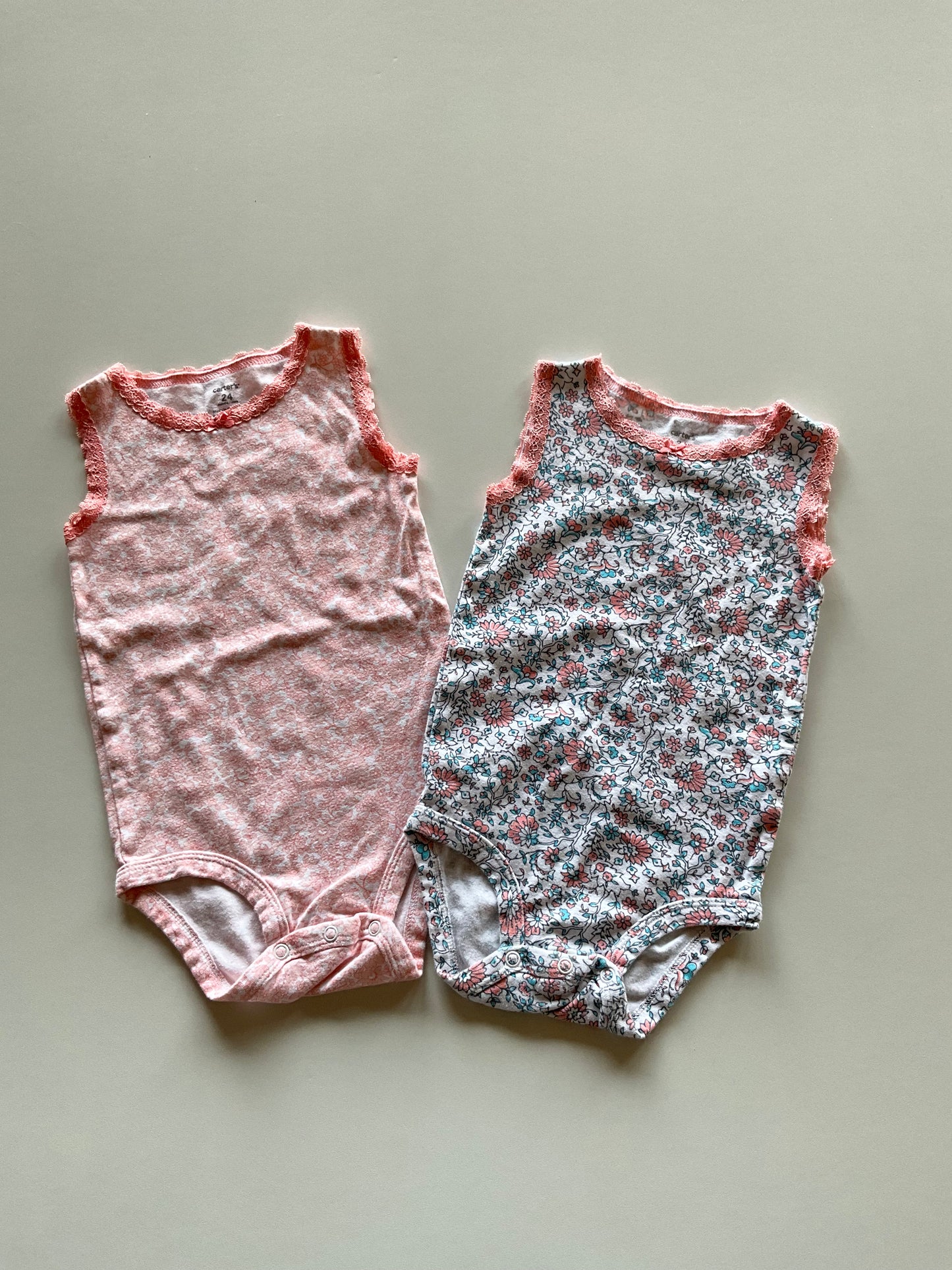 2 Coral Lace Onesie Tanks